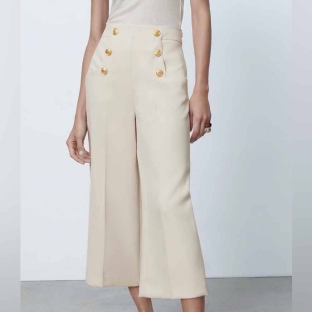 NWT Zara High Waisted Buttoned Pants